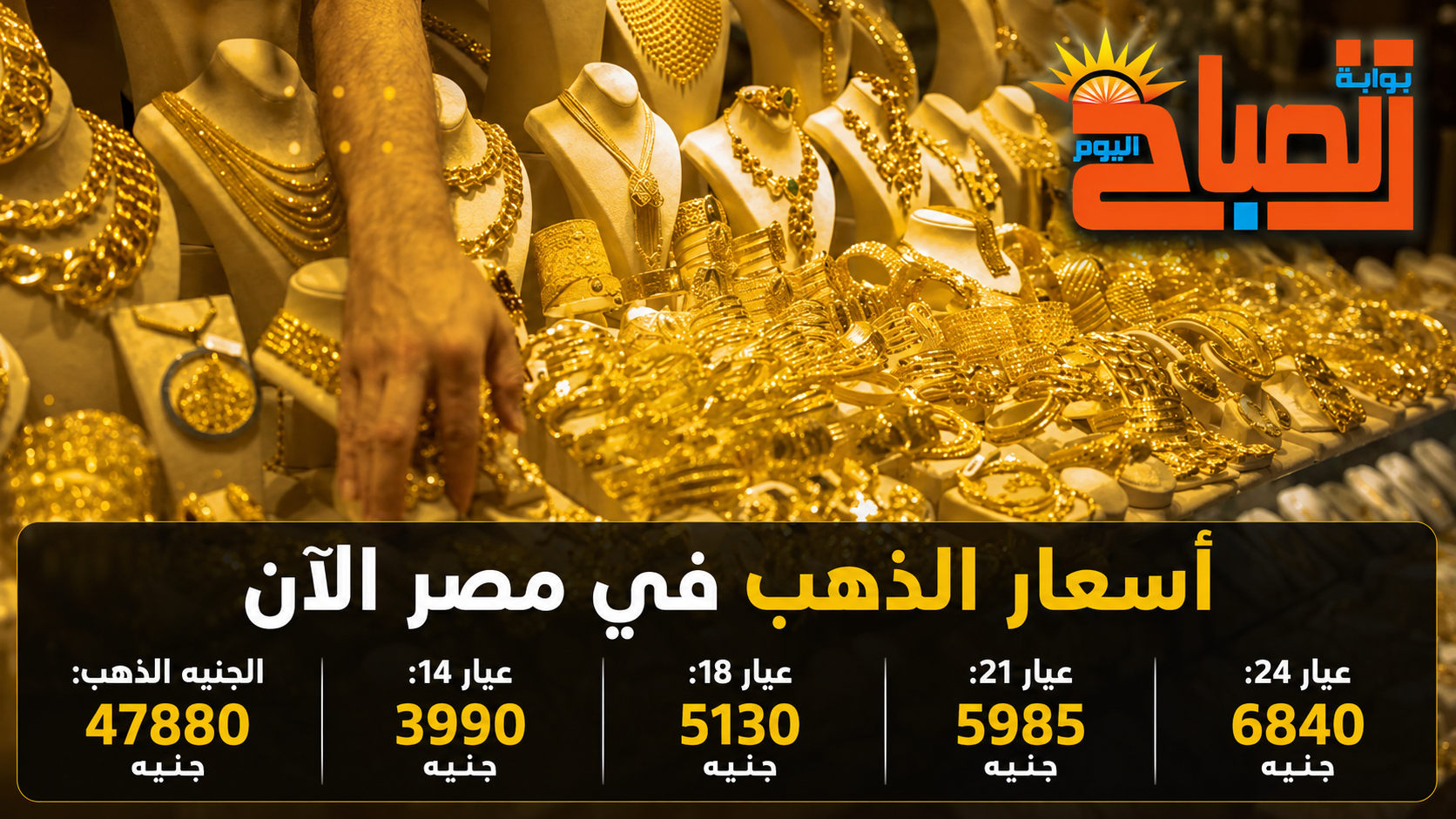 أسعار  الذهب اليوم الاثنين 27 يوليو 2026 .. عيار 21 يقترب من 6000 جنيه